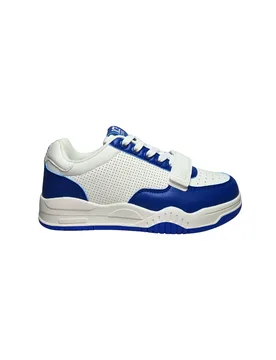 Scarpe Adulto unisex Colore bianca e blu. Tomaia in pelle, dettagli traforati, chiusura con lacci, cinturino in velcro aggiuntivo - Iceberg - FashionsVida