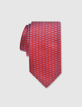 Corbata de seda roja con cochecitos - Olimpo - FashionsVida