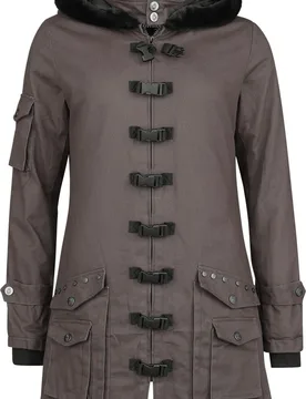 Gothic Winterjacke - Bloodsucker - XS bis XXL - für Damen - Größe L - dunkelgrau - Frauen - female - Gothicana by EMP - FashionsVida