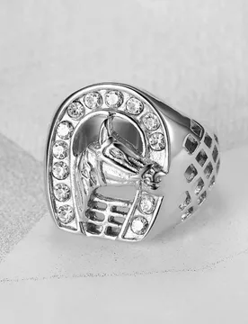 Punk Iced Out Bling Horseshoe Horse Head Ring Gold Silver Color Stainless Steel Animal Rings for Women Men Jockey Club Jewelry - Aliexpress - FashionsVida