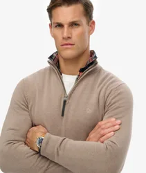 Superdry Herren Essentials Baumwoll-pullover mit Reißverschluss Brown - Größe: L