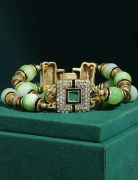 Vintage Green Glaze Bead Chain Bracelet For Jewelry Making Antique Square Gold Color Block Luxury New 2026 Arrival Ladies Gift - Aliexpress - FashionsVida