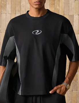 Camiseta de manga corta casual, holgada y de punto para hombre, con patchwork, para uso diario y estilo urbano XL - Shein - FashionsVida