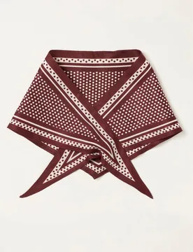 Satin Polka Dot Triangle Scarf Burgundy Mix female - Fatface - FashionsVida
