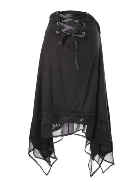 Gothic Rock knielang - Zemira Skirt - S bis XL - für Damen - Größe S - schwarz - Frauen - female - Poizen Industries - FashionsVida