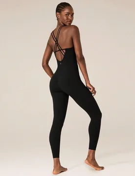 Mono de 24 pulgadas con control de abdomen, espalda con tirantes cruzados, bolsillos laterales, impacto bajo, yoga, uso diario, copas removibles XS - Shein - FashionsVida