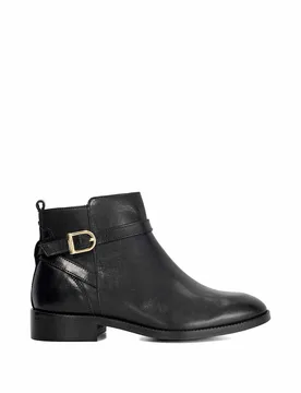 Women's 'Pemma' Leather Ankle Boots in Black Size: 3 - Black - Size: 3 - Dune london - FashionsVida