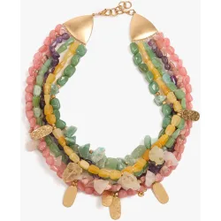 Collar corto doble con piedras decorativas