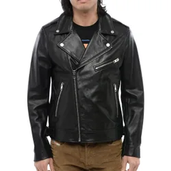 Mens L-Garrett-R Black Leather Jacket - Size Medium