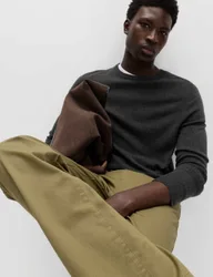 Straight Fit Textured 5 Pocket Trousers Khaki male