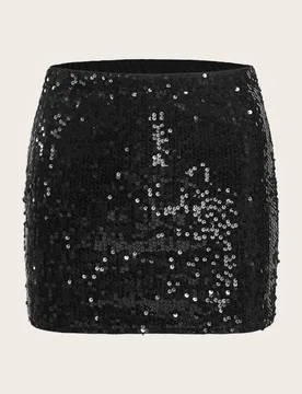 Falda de talle alto con lentejuelas L - Shein - FashionsVida