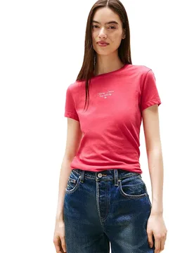 Maglietta A Maniche Corte Ess Logo 1 Slim Fit Vintage Cerise M - Tommy Jeans - FashionsVida
