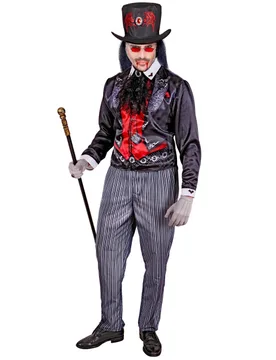 Eleganter Vampir Kostüm für Herren Schwarz Rot Halloween - male - Widmann - FashionsVida