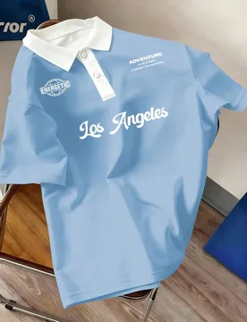 Camisa polo de manga corta casual y versátil con estampado de letras para hombres XL - Shein - FashionsVida