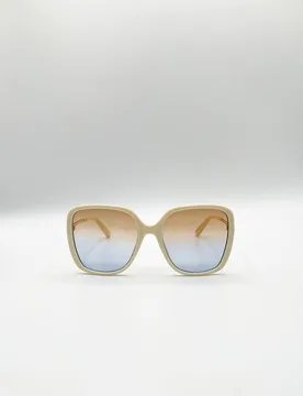 Unisex Oversized Square Sunglasses In Beige - Beige - Size: One Size - SVNX - FashionsVida