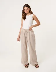Linen Look Trousers - ONE / BEIGE - female
