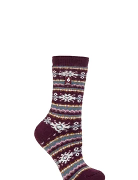 Women's 1 Pair SOCKSHOP Nordic Soul Warming Thermal Socks Nordic Cabernet/Rose Blush 4-8 - Multi Coloured - Size: Small - Heat Holders - FashionsVida