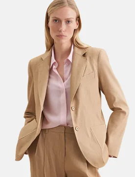 Zweiknopf Twill Blazer aus Leinen Mix Beige 38 - Seidensticker - FashionsVida