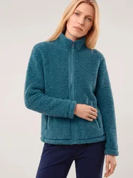 Jacke aus Teddyfleece, #normale Größen, Farbe Grün, 42, kuschelig weich pflegeleicht Damen