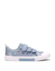 Kids' Denim Canvas Riptape Trainers (7 Small-9½ Small) Blue Female