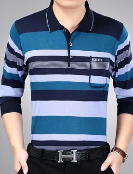 Spring Autumn Men's Pullover Turn-down Collar Striped Pocket Button Long Sleeve T-shirt Undershirt Fashion Casual Formal Tops - Aliexpress - FashionsVida
