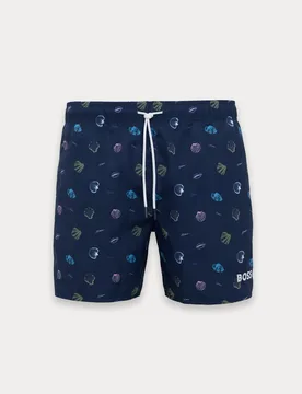 Quick Dry Pocketed Striped Swim Shorts Navy male - BOSS - FashionsVida