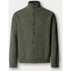 Cárdigan de hombre de 100% lambswool con cuello alto y botones