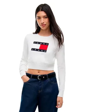 Maglione Sparkle Flag Off White S - Tommy Jeans - FashionsVida