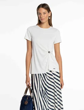 Camiseta de mujer de punto circular fruncida - Naulover - FashionsVida