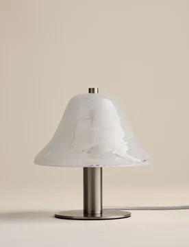 Wavy Glass Mushroom Table Lamp White - M&S - FashionsVida