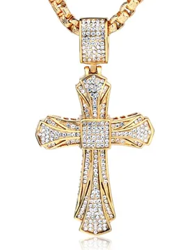 Hip Hop Iced Out Bling Big Cross Pendant Male Gold Color Stainless Steel Christian Necklace For Men Jewelry - Aliexpress - FashionsVida