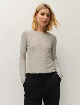 Camiseta de mujer con abertura y con textura - System Action - FashionsVida