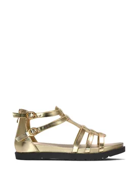 Women's 'Haden' Flatform Gladiator Sandals With Chunky Sole in Metallic Gold Size: 5 - Metallic Gold - Size: 5 - XY London - FashionsVida