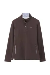 Haven Women's Jersey Popper Detail Cotton Top in Brown Size: 10 - Brown - Size: 10