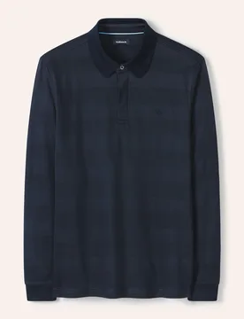 Baumwoll-Polo Webeffekt, noch offen: Größenlauf, Farbe Blau, 58/60, edler Jacquard-Jersey reine Baumwolle Herren - Walbusch - FashionsVida