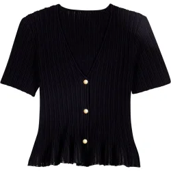 Cárdigan de mujer corto con peplum calado