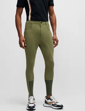 Equestrian Herren Sommer-Reithose JIM Vollbesatz olivine S - BOSS - FashionsVida