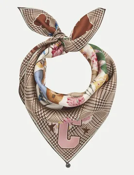 Seidenschal mit Teddy-Muster Braun - Codello - FashionsVida
