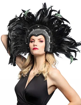 Brasilien Kopfschmuck mit Federn schwarz - BOLAND BV - FashionsVida