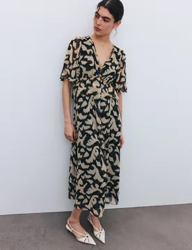 Vestido de manga corta con volante en la cintura - Tintoretto - FashionsVida