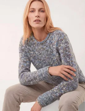 Pullover in bedrucktem Garn, noch offen: Größenlauf, Farbe Blau, 46, weich & leicht angenehmer Tragekomfort Damen - Walbusch - FashionsVida