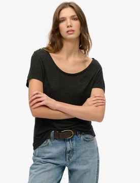 Superdry Damen Studios T-shirt mit Tiefem Ausschnitt Black - Größe: 44 - 29.99 - FashionsVida