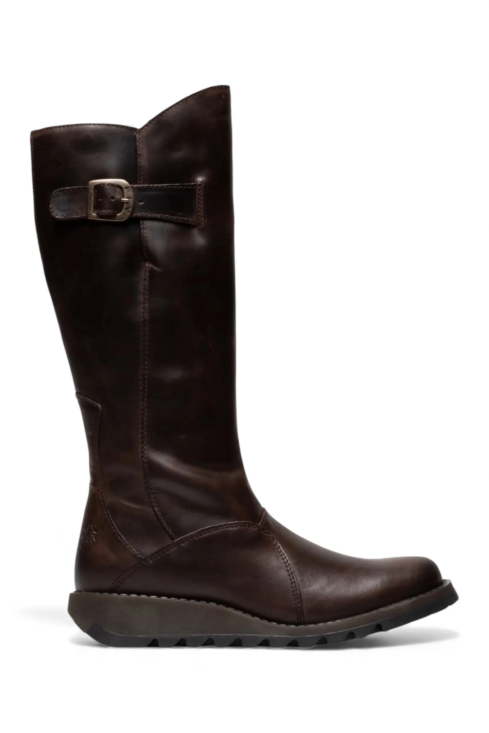 Womens MOL 2 Leather Heel Knee High Zip Up Boots - - Size: 7 - FLY London - FashionsVida