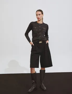 Bermuda de mujer con cinturón ajustable y raya planchada - Hannibal Laguna Collection - FashionsVida