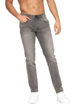 Mens Malcolm Slim Jeans (Light Grey Wash) - Size 36 Short - Crosshatch - FashionsVida