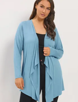 Women's Waterfall Cardigan Sweater in Blue Size: 22-24 - Blue - Size: 22-24 - Yours - FashionsVida