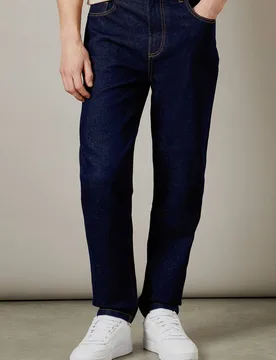 Men's Rinse Wash Stretch Tapered Fit Jeans in Dark Blue Size: 36S - Dark Blue - Size: 36S - Burton - FashionsVida