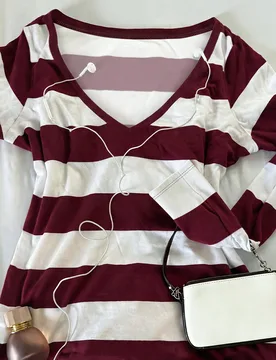 Camiseta de manga larga casual para uso diario con patchwork de encaje y bloques de color para mujer M - Shein - FashionsVida