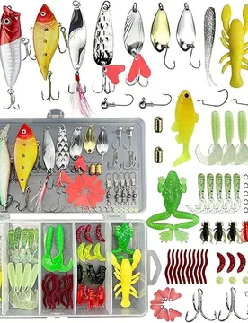 Piezas Juego de señuelos de pesca de agua dulce, incluye señuelos de plástico blando, señuelos de cuchara, swimbaits, señuelos duros, señuelos t - Shein - FashionsVida