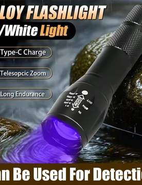 Pieza Linterna LED multifunción, 2 modos de iluminación (luz blanca y luz UV), recargable por USB tipo C, resistente al agua para uso diario, adecua - Shein - FashionsVida